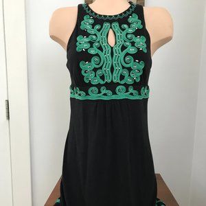 INC Size M Black and Green Sleeveless Dress